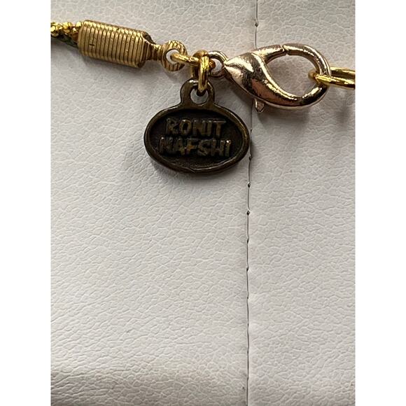 Ronit Nafshi Artisan Handmade Necklace Brown Yellow Dark Blue Iridescent Stones - Picture 11 of 11